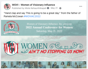 Image of Facebook Page post about WOVI Annual Conference 2022
